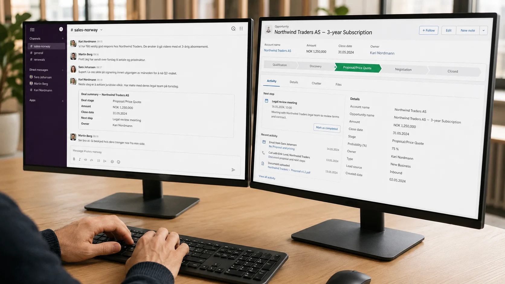 Slutt å bytte mellom Slack og Salesforce